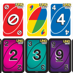 Colorful UNO Flip game cards displayed