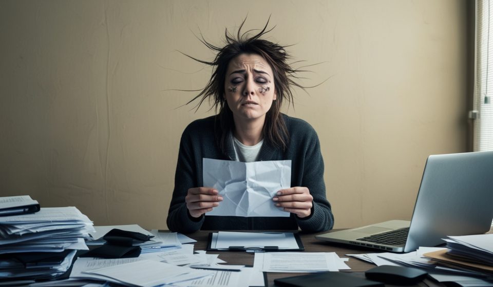 A tired women with anxiety